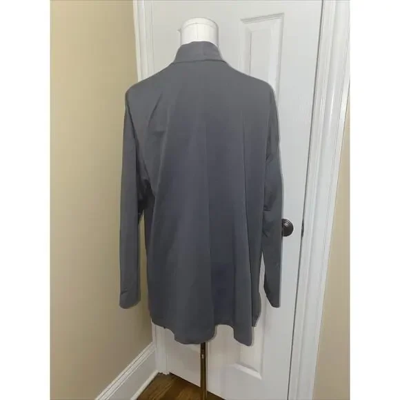 Eileen Fisher Cardigan Womens Large Gray Cotton Silk Knit Long Sleeve Open - Picture 4 of 6